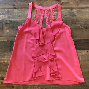 Sexy ruffled tank with lace back